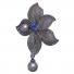 Брошь Орхидея с жемчугом серо-синий в черненом серебре 1489156