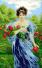 Канва с рисунком А-018 "Дама с розами" 43,5х67,5 см